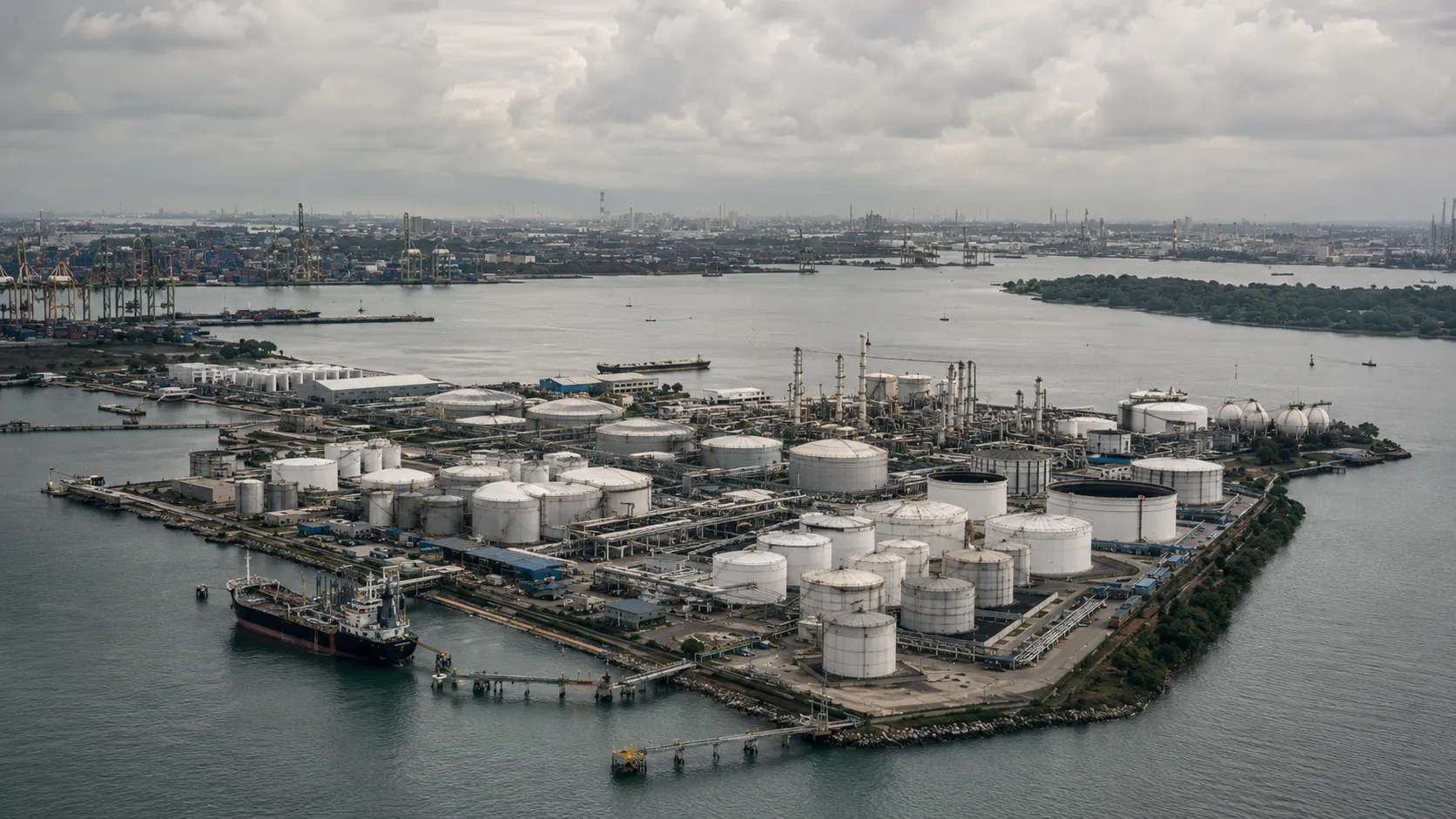 Petroleum storage tanks at the Jurong terminal, Singapore